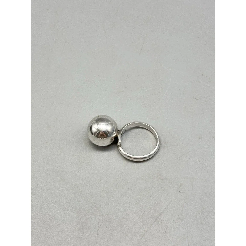 Taxco Mexico Rattle Ball Ring Sterling Silver 925 Size 8 Adjustable TB 185